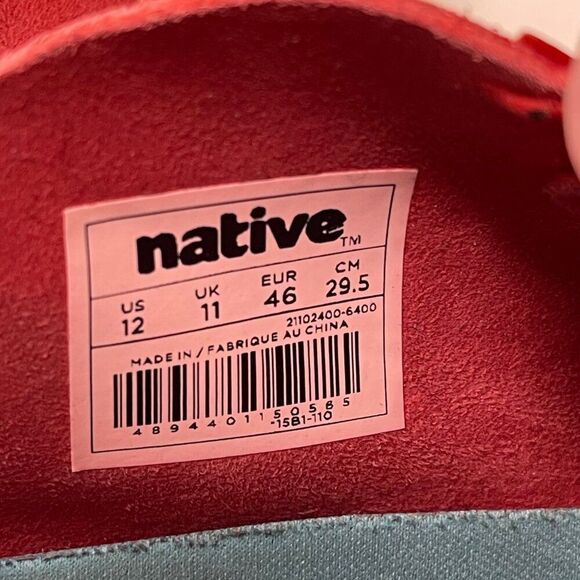 Native Men's Size 12 Red Suede Perforated Slip-On Sneakers - Picture 9 of 10